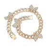 Personalized Shiny Rhinestone Butterfly Accessories Cuban Necklace Diy Small Butterfly Accessories Hip Hop Necklace