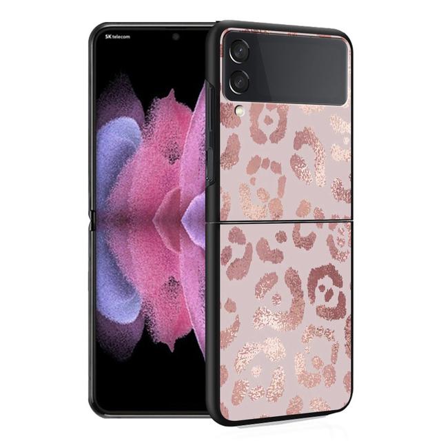 Чехол Funda для Samsung Galaxy Z Flip 4 Z Flip 3 5g Zflip Zflip3 Flip4 Жесткий ПК Золото Розовая роза Блестящие сердечки Fundas Жесткий ПК