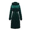 Middle-aged women's glossy cotton-padded clothes, long over-the-knee hooded cotton clothes, waist drawstring, waist and thin large size, winter guaran