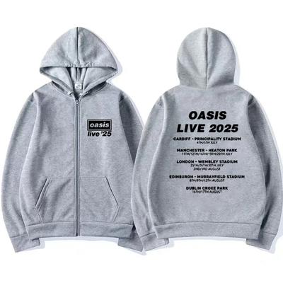 OASIS Live 25 Tour винтажное худи мужское женское флисовое харадзюку пальто на молнии куртка осень зима модные толстовки