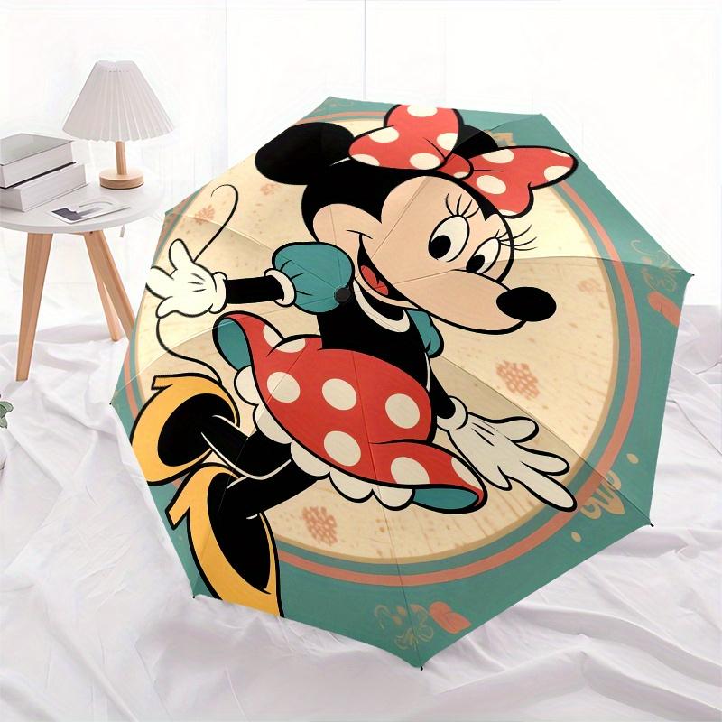 Minnie Mouse, Automatic Opening and Closing Umbrella, Compact Travel Umbrella, Lightweight and Portable, Suitable for Beach Commuting Busine