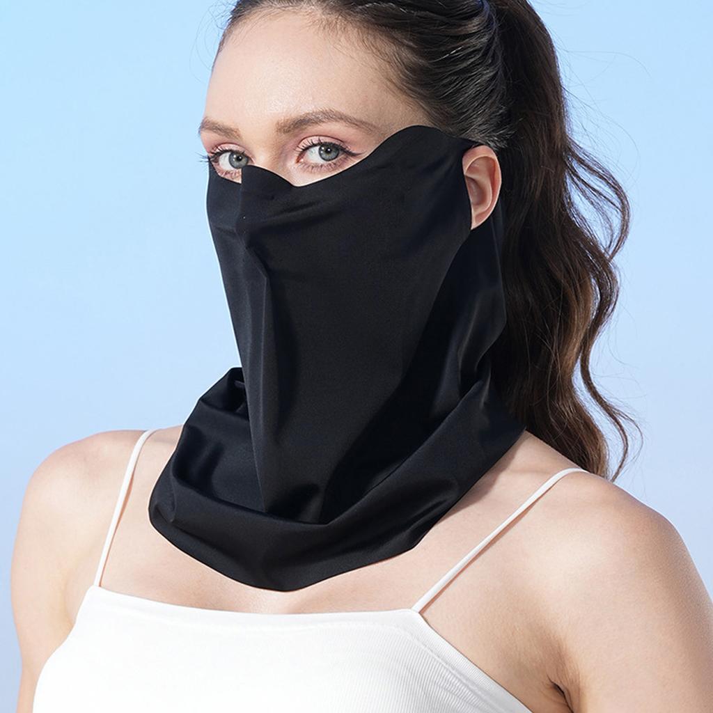 Riding Face Mask Sun Guard Neck Gaiter UPF50+ Lightweight Breathable for Men Women Summer Black