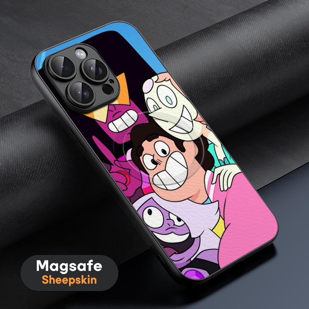 Steven cute universe design Phone Case For iPhone 16 15 14 13 12 11 Plus Pro Max High-end Luxury Magsafe Sheepskin