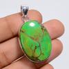 Beautiful Top Grade Qualite 100% Natural Green Copper Turquoise Oval Shape Ethnic Handmade Jewelry 925 Steling Silver Pendant 1.5" WSJ-4941
