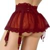 Women's High Waist Mini Skirt Lingerie Lace Patchwork See Through Mesh Bandage Sexy Nightwear