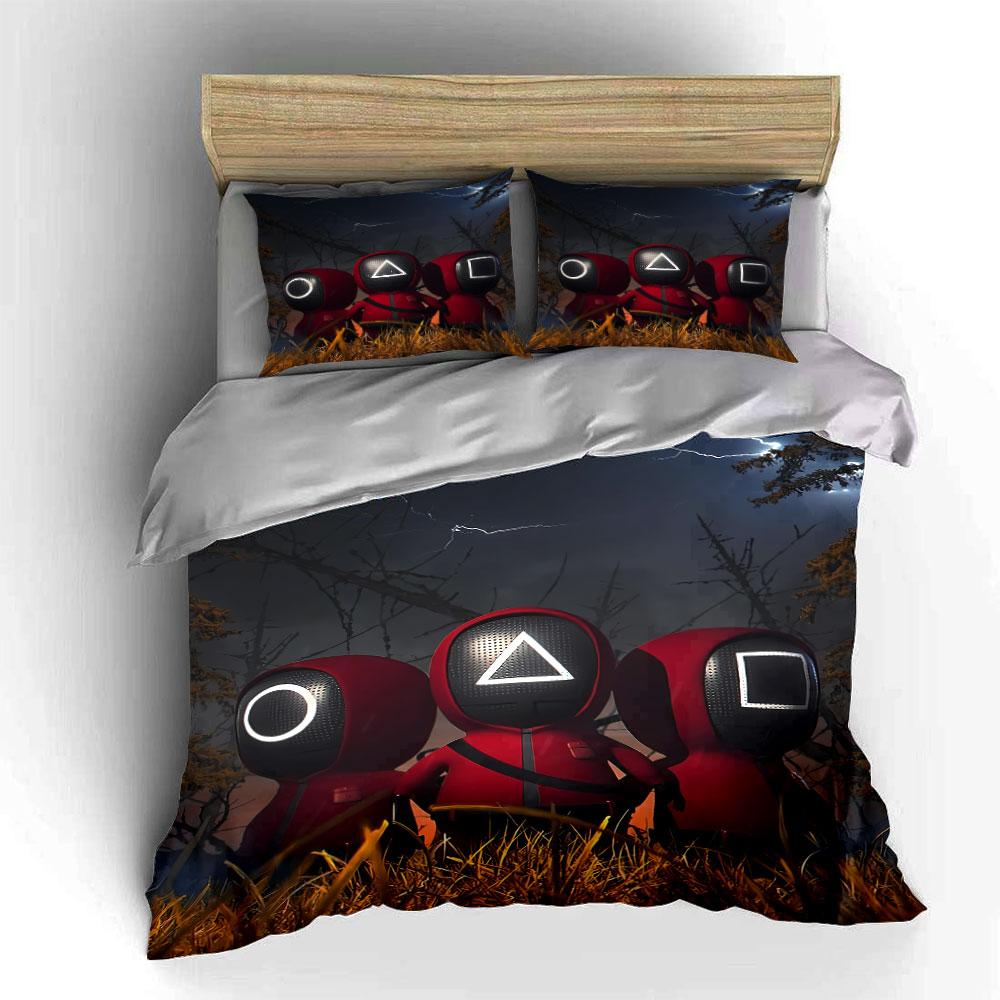 Squid Game Guards Bedding Set Bedding Duvet Cover Set Duvet Cover Pillowcases (1 * Duvet Cover 2 * Pillowcases, without duvet insert)
