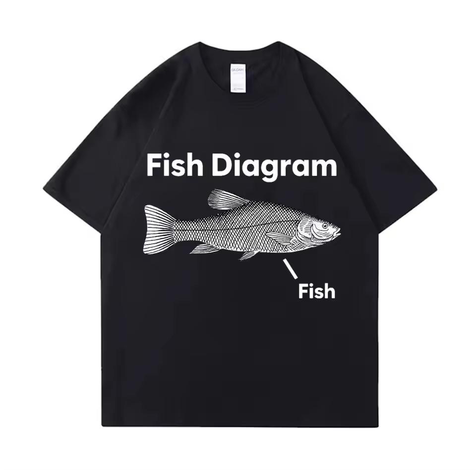 New Cotton Tees Meme T Shirt Unisex Unisex Eat Fish Day Teach Fish Unisex To Lifetime Funny Casual Cotton Tshirt Unisex