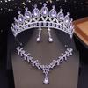 Роскошные фиолетовые свадебные комплекты ювелирных изделий для женщин, колье, серьги с короной, свадебный комплект невесты, аксессуары для костюма