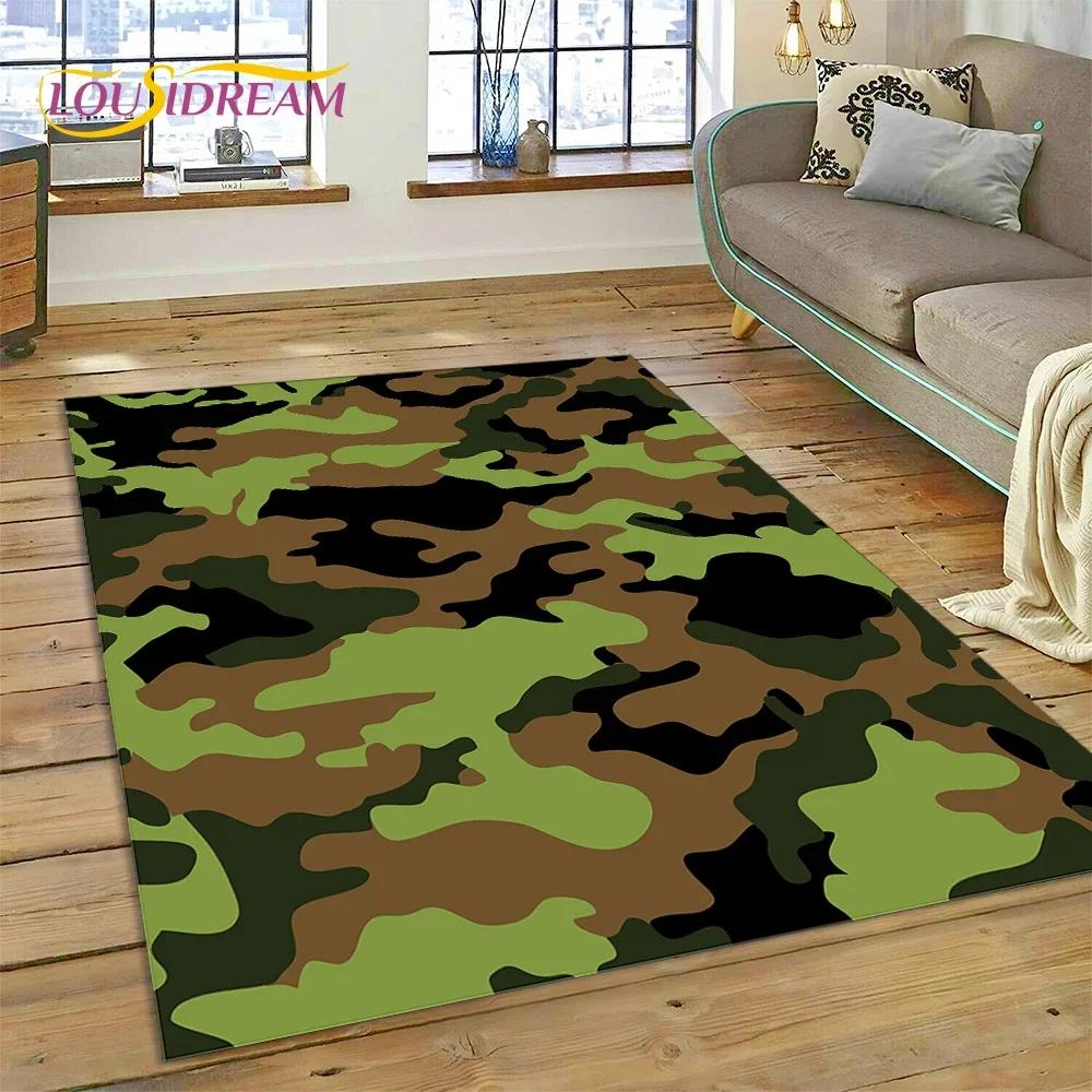3D Colorful Camo Green Camouflage 2025 Style Carpet Rug for Living Room Bedroom Home Sofa Decoration Area Rug Non-slip Floor Mat
