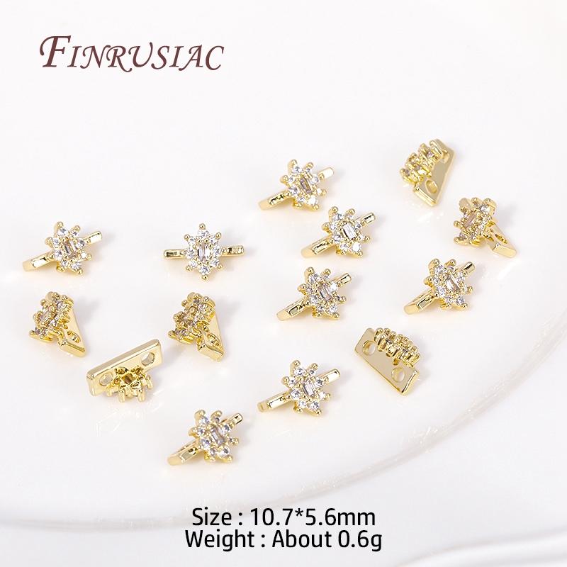 18K Gold Plated Multi-designs Zircon Flower Spacer Bars 2/3 Holes Separators for Strand Beads Jewelry Making Accessories