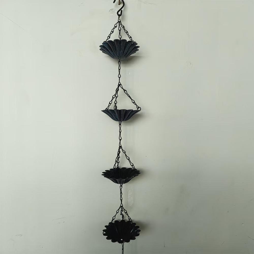 Japanese Style Metal Tulip Rain Chain 7 Cups Hanging Rain Chain for Gutters Flower-shaped Directs Water Rainwater Diverter Chain