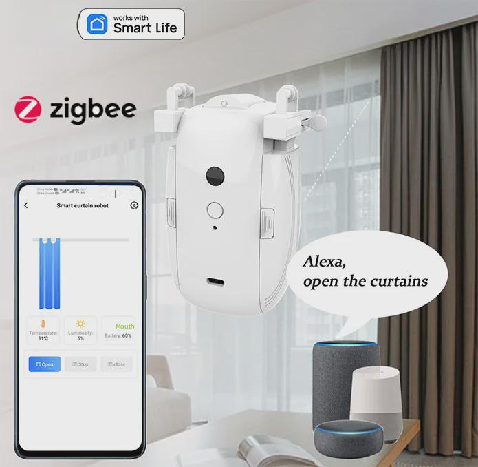 Tuya WiFi Smart Curtain Robot - Voice-Controlled Multi-Track Electric Curtain Companion
