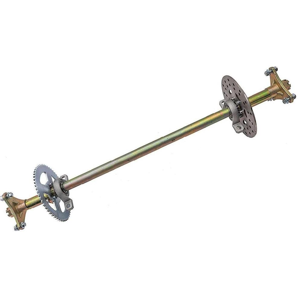 740mm Go Kart Rear Axle Assembly Wheel Brake Kit Master Hub Disc Rotor T8F Chain Sproket for Mini Kid ATV QUAD Drift Trike Buggy