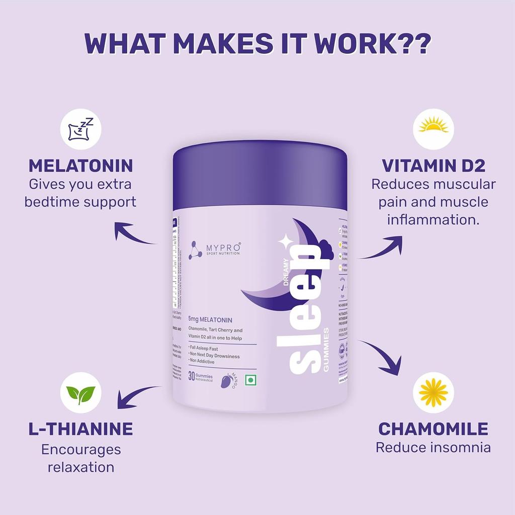 Жевательные конфеты для улучшения сна (30 шт), Dreamy Sleep Gummies, Mypro Sport Nutrition