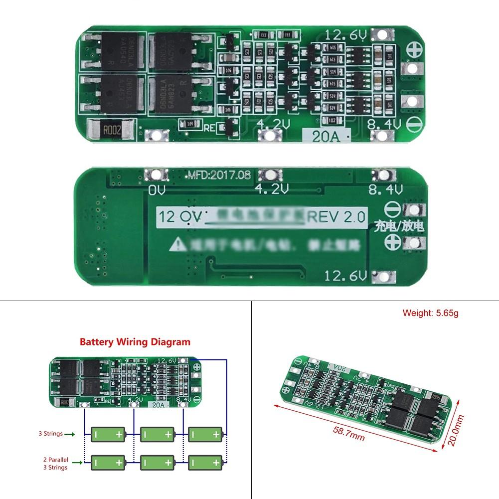 Полезная плата защиты аккумулятора Li-ion 12.6V 59x20x3.4mm