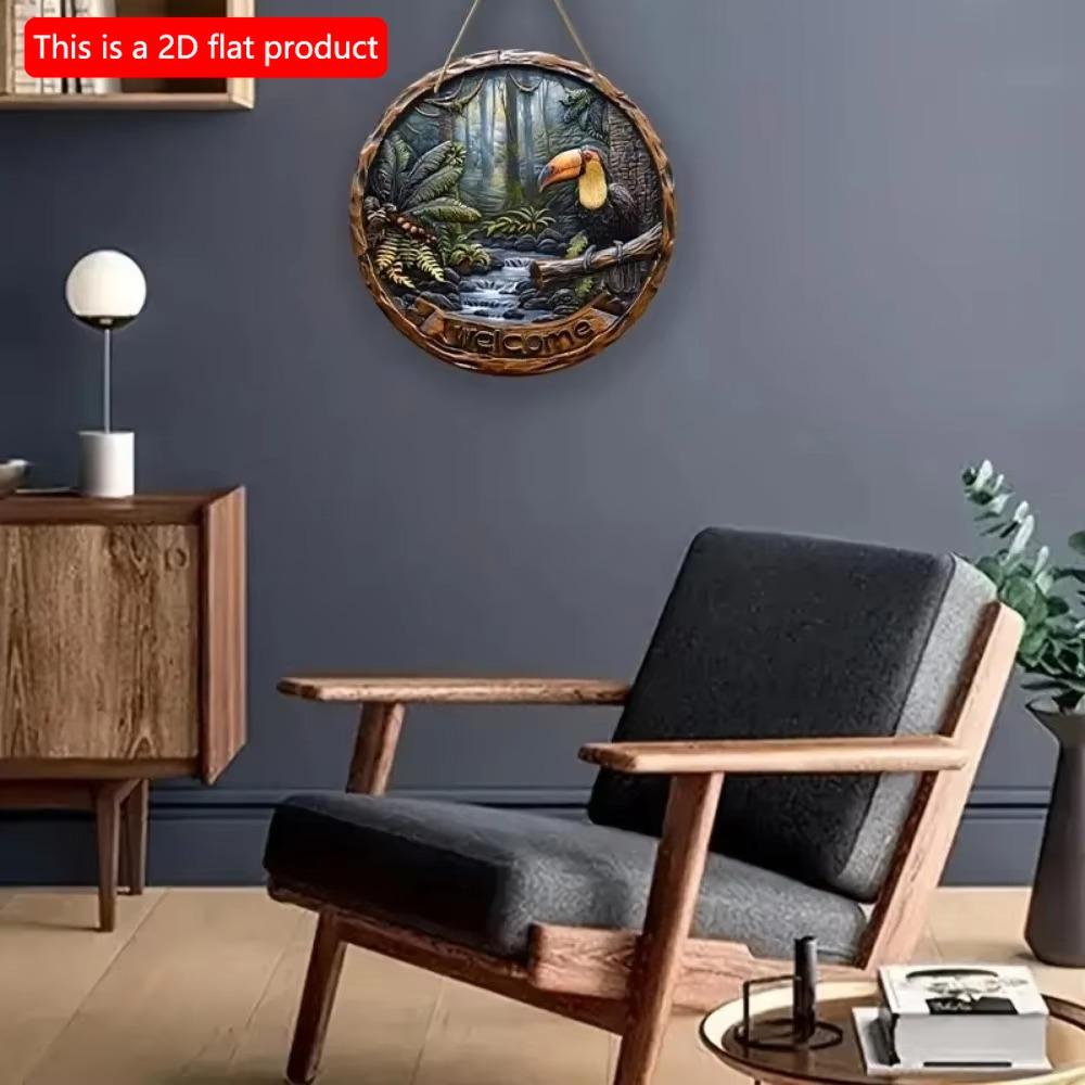 1 шт. 2d плоский деревенский стиль приветственный круглый деревянный знак - 20 см, животная тематика, подходит для домашнего зала, сада, бара, кафе, двери, украшения забора, подарка
