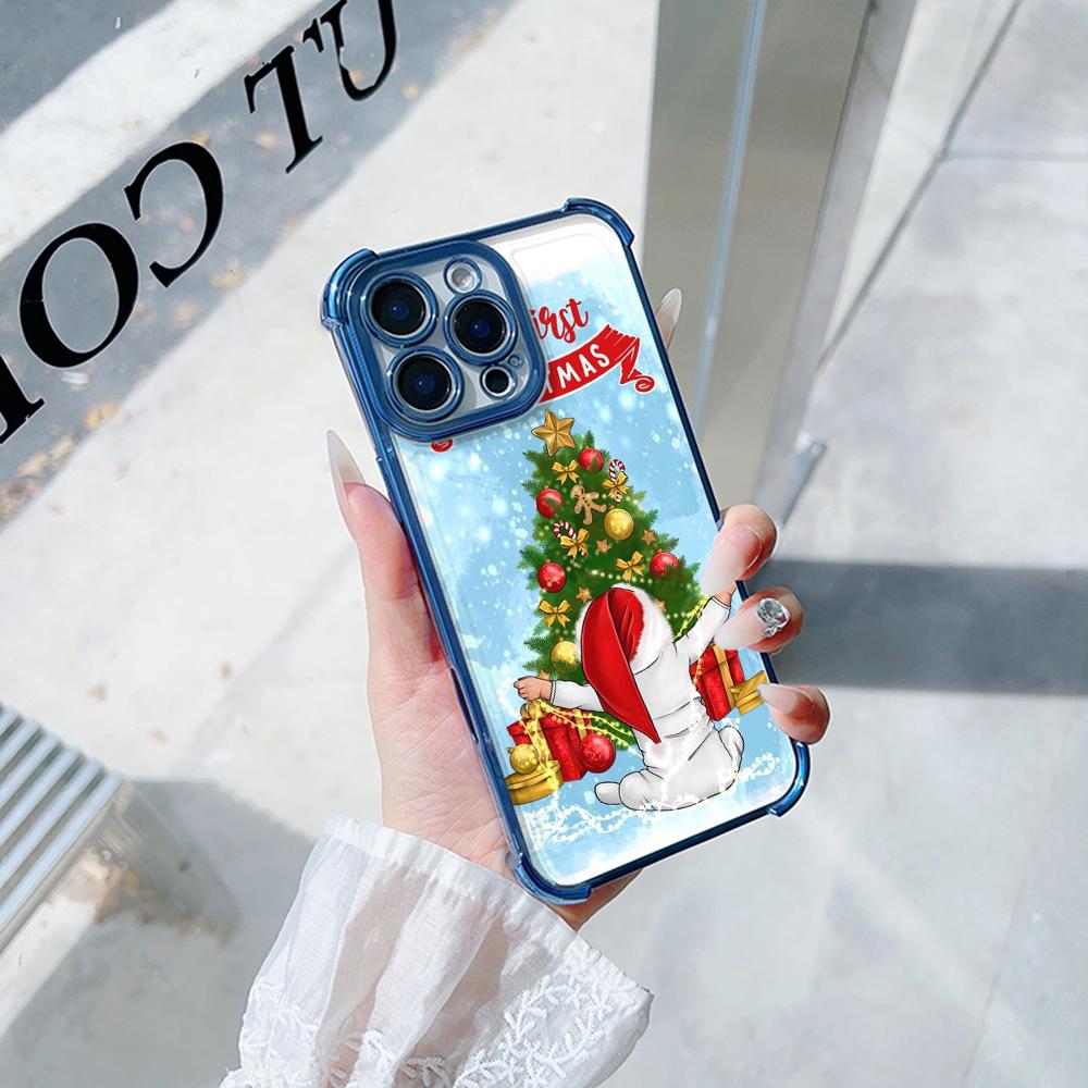 Чехлы для телефонов Ae108 Happy New Year Merry Christmas из гальванизированного ТПУ для Xiaomi 11 Lite Redmi Note 13 Pro 12C 9S 14C Huawei с защитой на четыре угла