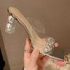 2024 Summer New Crystal Transparent Flip-Flops Diamond Slippers Women Wear Thick Fashion High Heels
