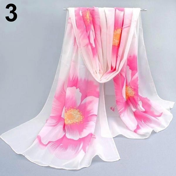 Модная женская длинная мягкая шифоновая шаль с цветочным принтом, палантин, пляжный шарф, подарок
