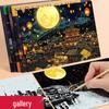 Детская цветная скретч-книга: Ночной вид города - Серия архитектурных плакатов A4
