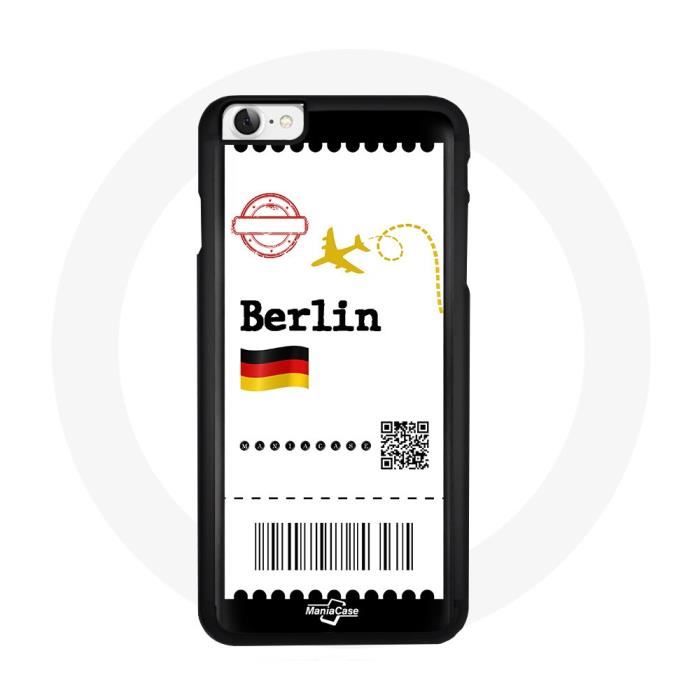 Iphone 7 Case Design Boarding Pass Berlin German Plane Foot East Side Gallery Red Black Yellow