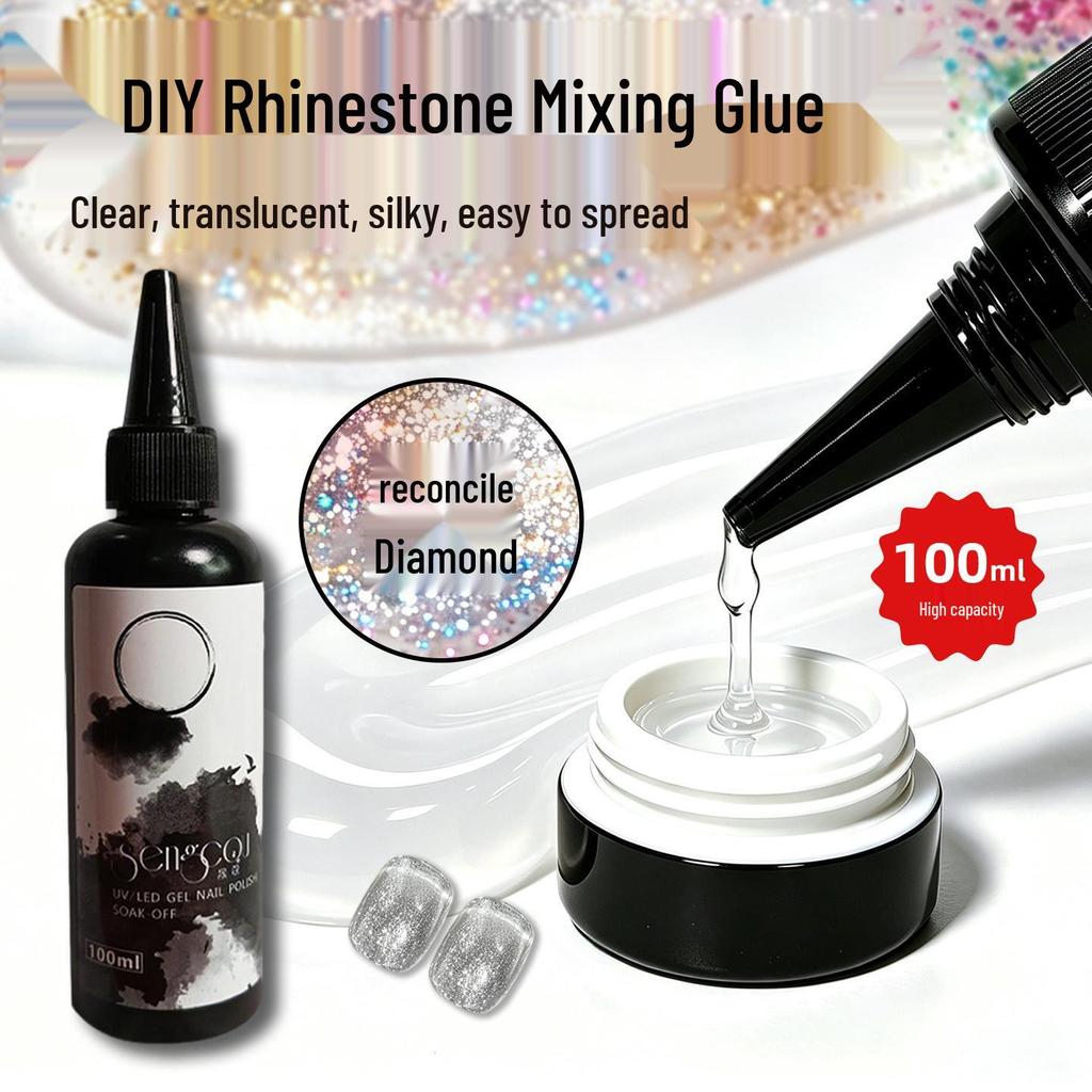 High Transparency Rhinestone Glitter Mixing Glue for Wearable Nails
