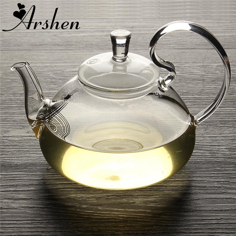 Arshen Элегантный цветочный кофейный стеклянный чайник Китайские стеклянные чайники Термостойкие стеклянные чайники Gongfu Чайник с фильтром для чая