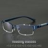Metal Anti-blue Light Reading Glasses Farsighted Eyeglasses Men Business Eyewear Diopter 0 +1.0 +1.5 +2.0 +2.5 +3.0 +3.5 +4.0