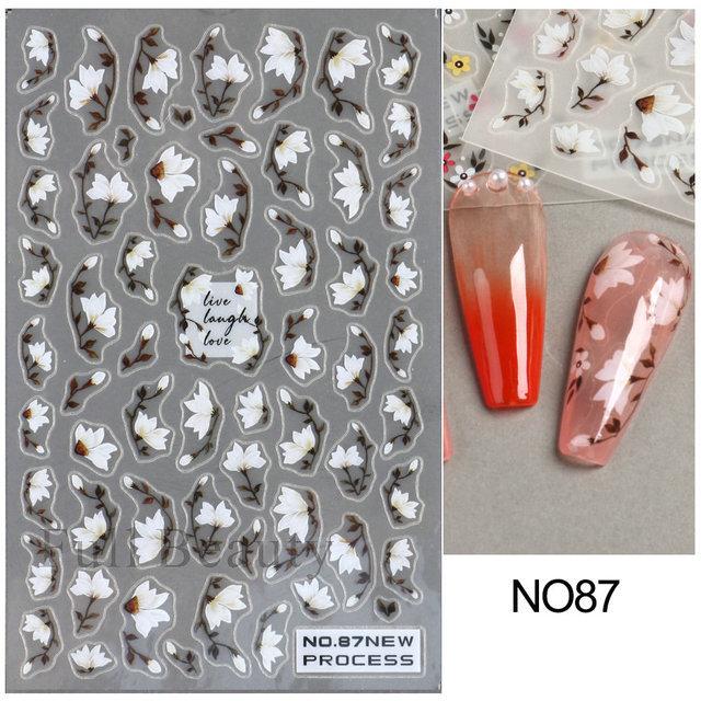 Nail Art Stickers Ins Spring Small White Flower Sunflower Butterfly Tough And Thin Series Adhesive Nail Stickers
