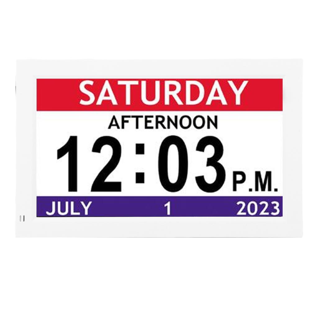 7 Inch Digital Clock with 12 Alarms, Unabridged Calendar Clock for the Eld ly and Ev yone, Auto Dimming, Am ica Large Display Clock with