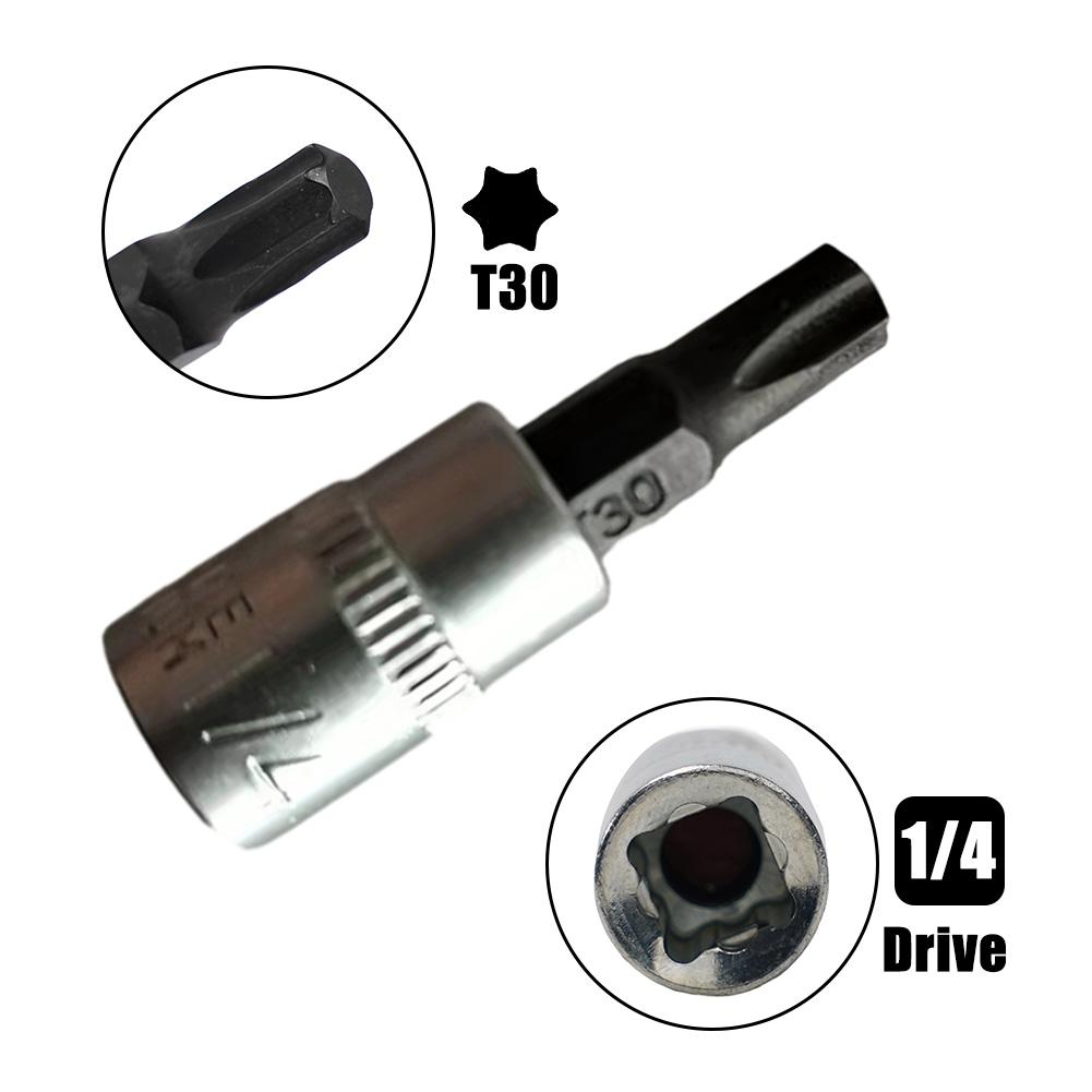 1Pc Screwdriver Bit 1/4Inch Drive Socket Ratchet Socket T8 T15 T20 T25 T27 T30 T40 Extension Rod Socket 38mm Hand Repairing Tool