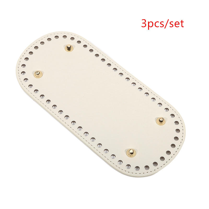 3PCS Oval Tote Bag Bottom Pads for Crochet DIY Handmade Leather Handbag Purse Base with Holes