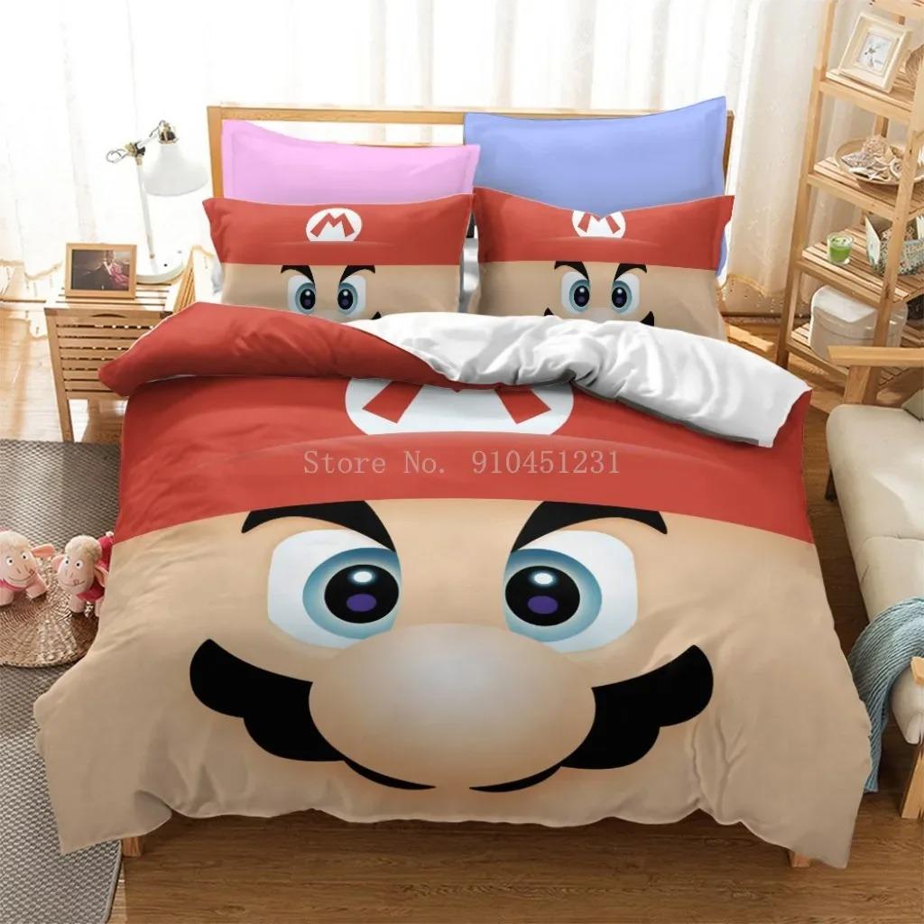 Комплект постельного белья с принтом Super Mario Уютный и теплый комплект для декора спальни и улучшения домашней жизни Подарки для подростков
