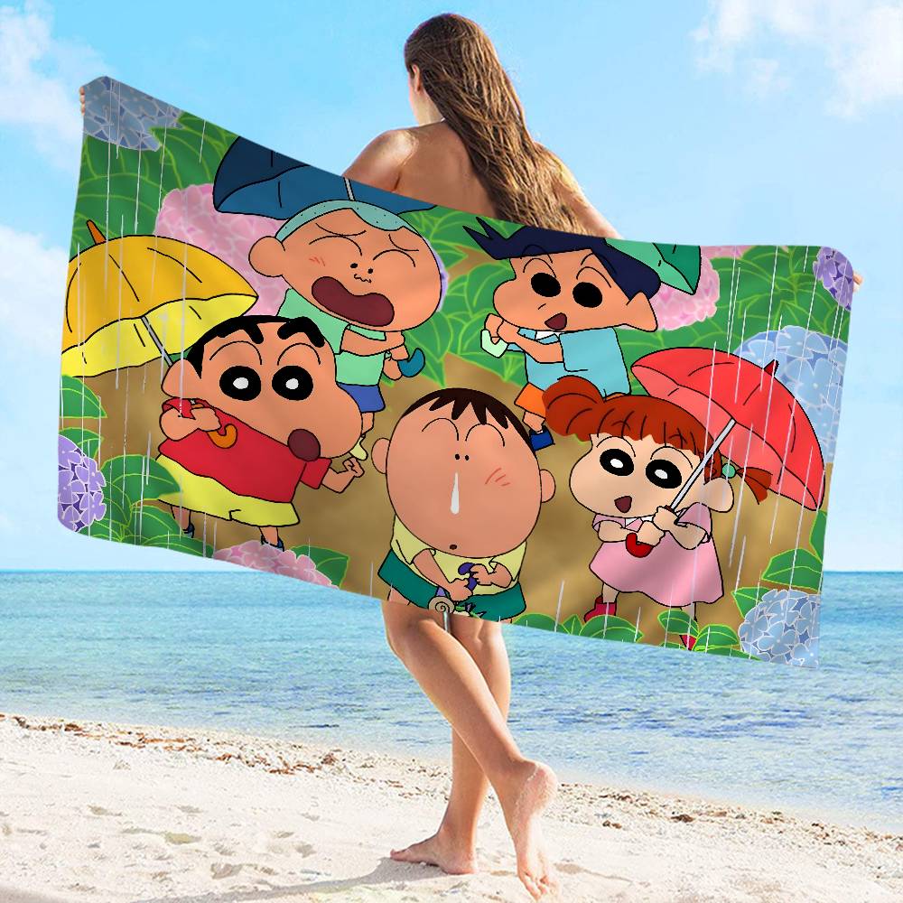 cartoon anime C-Crayon S-Shin-chanS humor Microfiber Printed Beach Towel Mountain Climbing Beach Running Absorbent Soft Towel