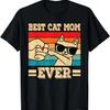 Best Cat Mom Ever Funny Cat Retro Vintage Cat Lover Women T-Shirt