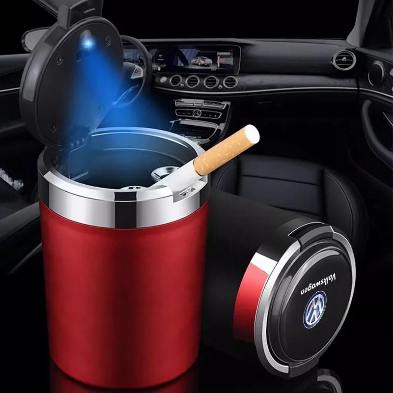 2025 Hot Car Cigarette Ashtray Cup With Lid With LED Light Portable Detachable Vehicle Ashtray For Volkswagen CC R-Line GTI T5 G