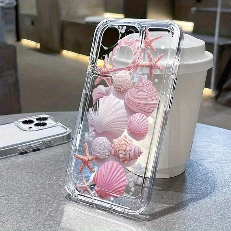 Pink Ocean Shell Pattern Phone Case For IPhone 17 16 11 13 12 14 15 Pro Max 14 Plus 16E 17 Air Shockproof Soft Silicone Cover