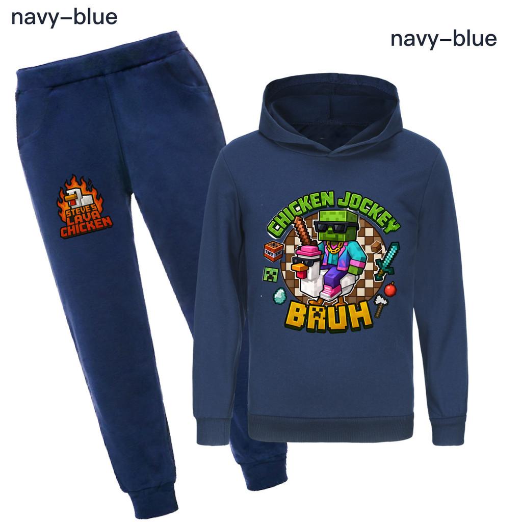 Minecraft Chicken Jockey Childrens Cartoon Hoodie And Pants Set With Cotton Fabric For Casual Winter Wear