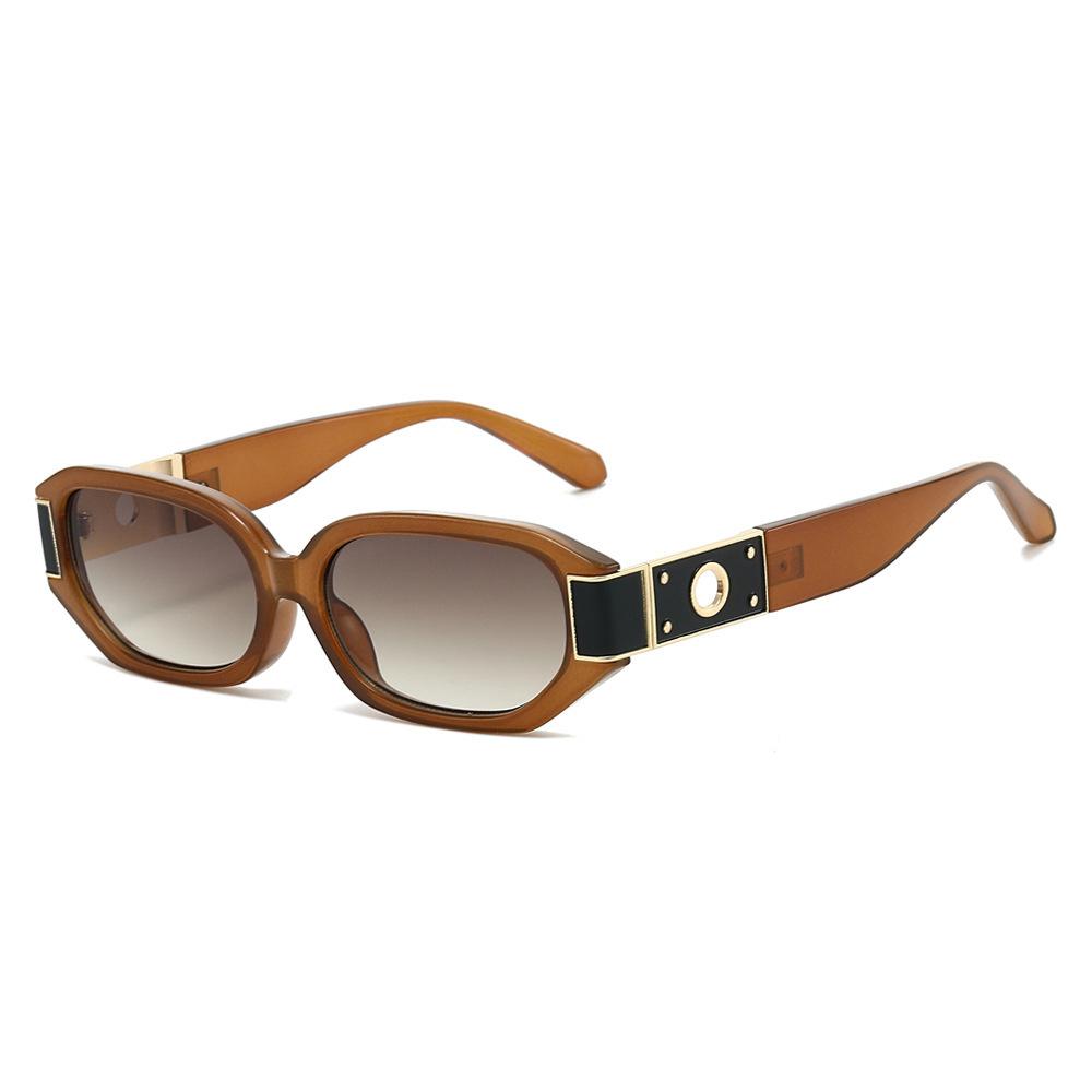 New polygonal fashion sunglasses, European and American personalized PC hollow metal accessories narrow frame glasses