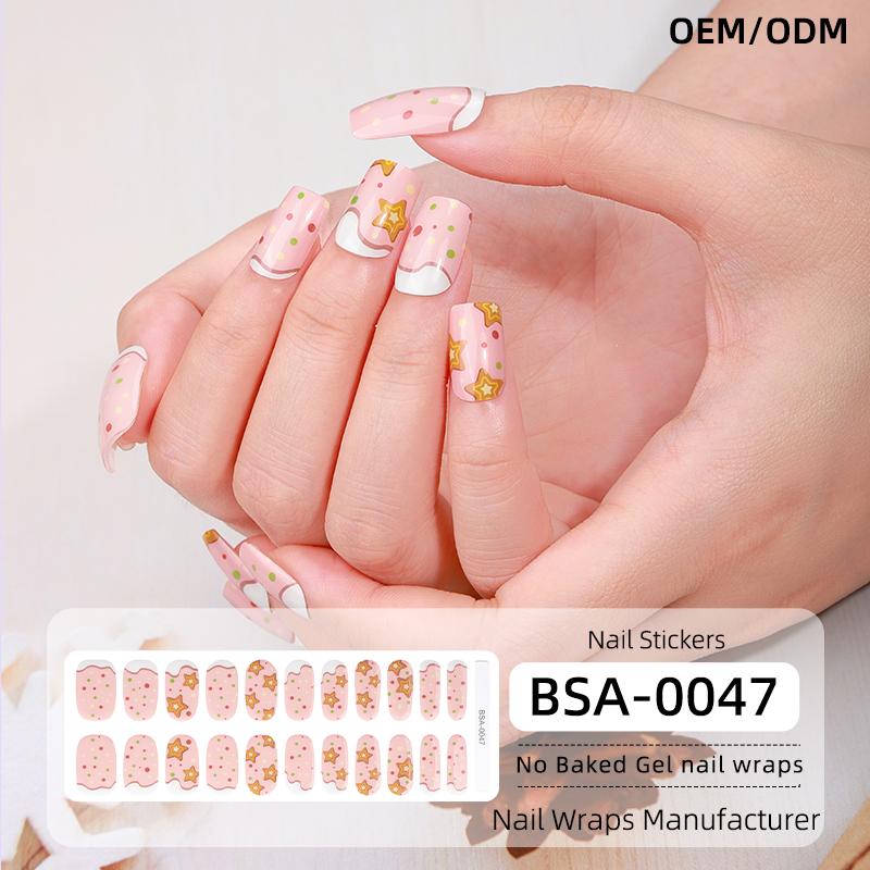 Hot Sale Autumn Winter Design Press-On 22 Gel Nail Wraps Strips No UV Lamp Free Baked Fully No Baked Cured Gel Nail Stickers