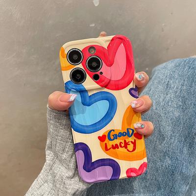 Красочный чехол для телефона Love с 3d волнистыми линиями для Iphone 14 13 12 11 Pro Max 14 Plus, мягкий силиконовый противоударный чехол для задней панели Imd