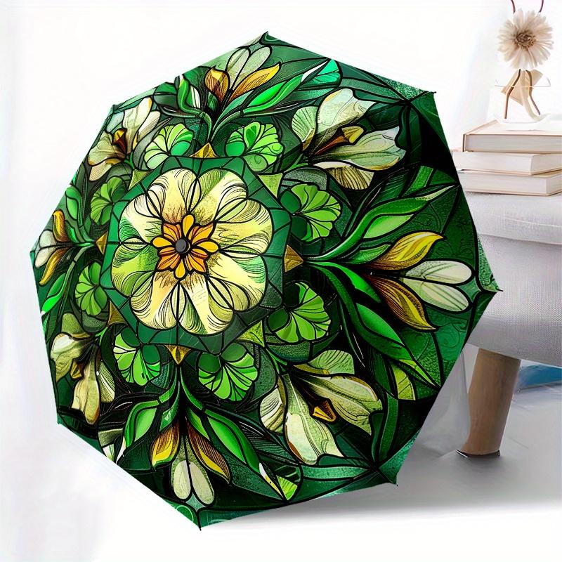 Stained Glass Window Panel with Beautiful Flower Design Umbrella, Christmas Gift Y100