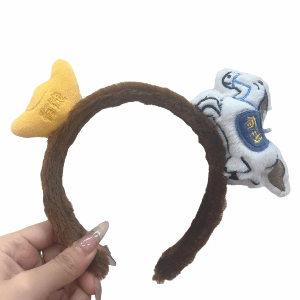 Exquisite Cartoon Horse Hair Hoop Plush New Year Mascot Headband Party Pony Headpiece  Celebration