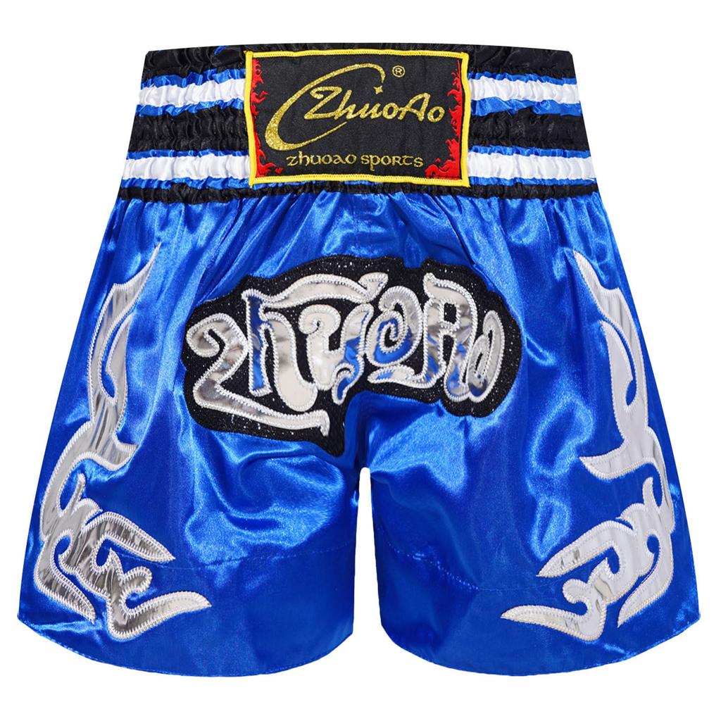 Kids Boy Color Block Patchwork Boxing Shorts Wide Elastic Waistband Side Slit Training Shorts