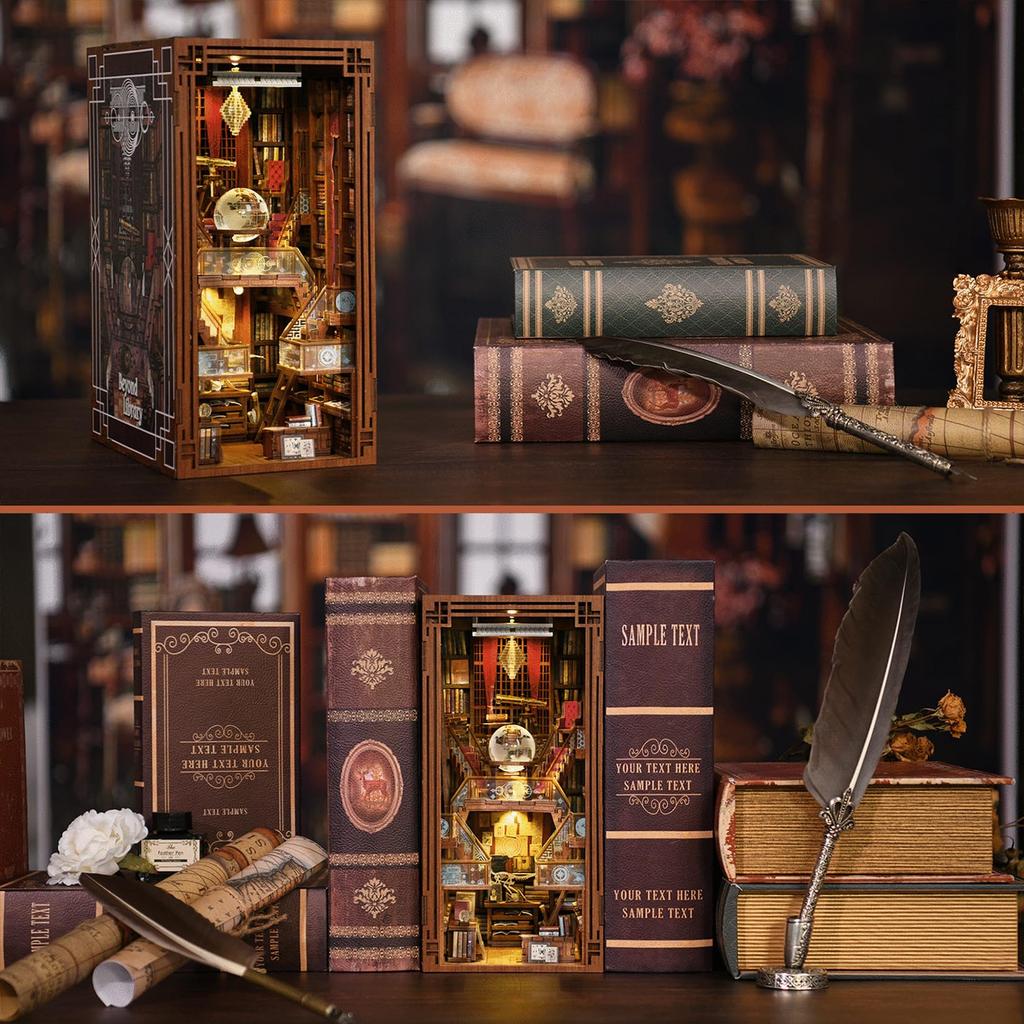 MiniCity Book Nook Kit DIY Миниатюрный кукольный домик Book Nook Kit 3D Деревянный пазл Подставки для книг Вставка для книжной полки Украшение со светодиодными лампами для подростков и