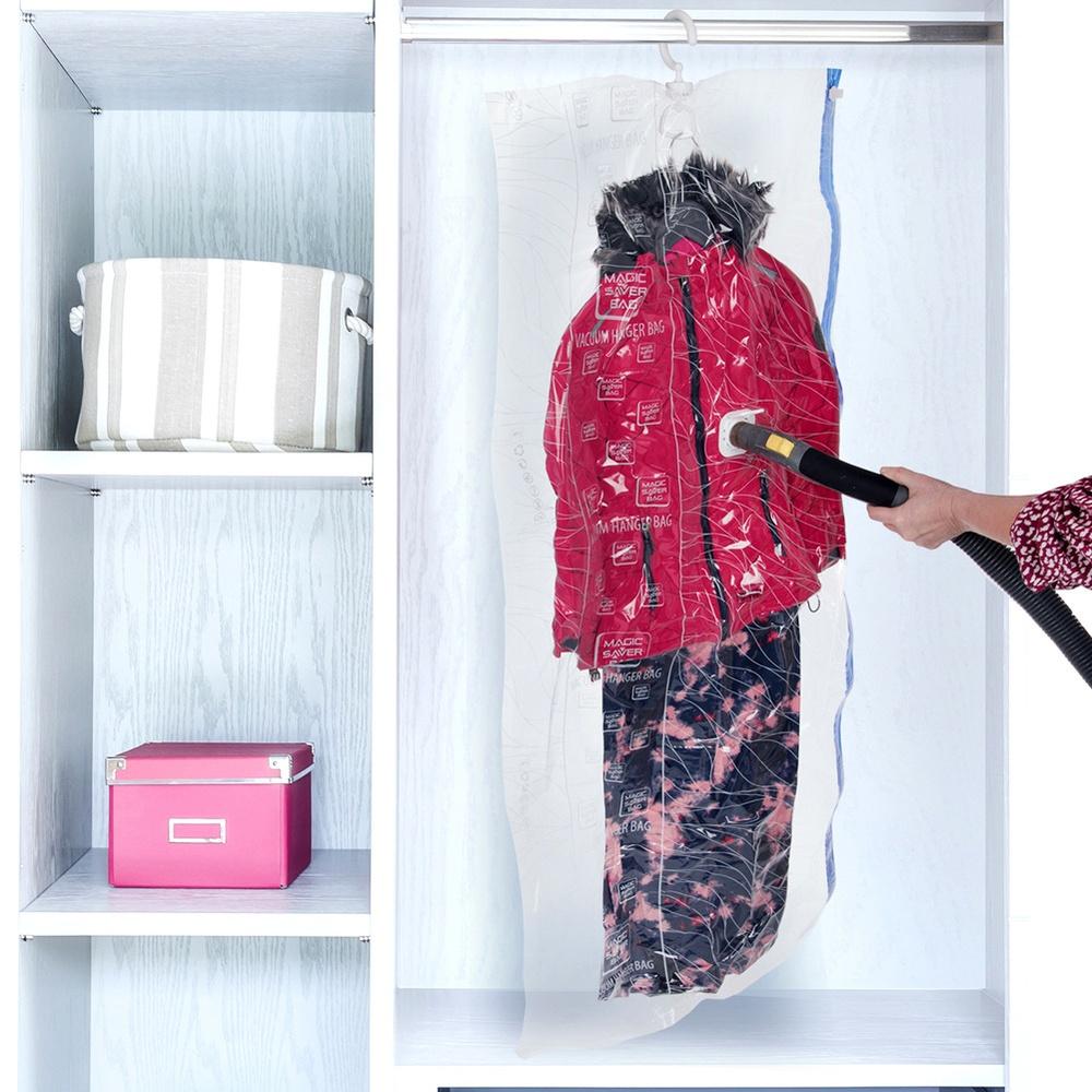 Vacuum bag for clothes and bedding with hanger 70x144 cm