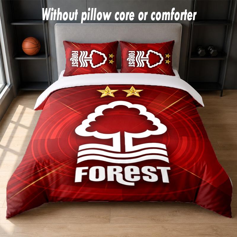 Nottingham Forest Design Bed Bedding Set 1 Duvet Cover + 2 Pillowcases Soft Breathable Household Bed Linens