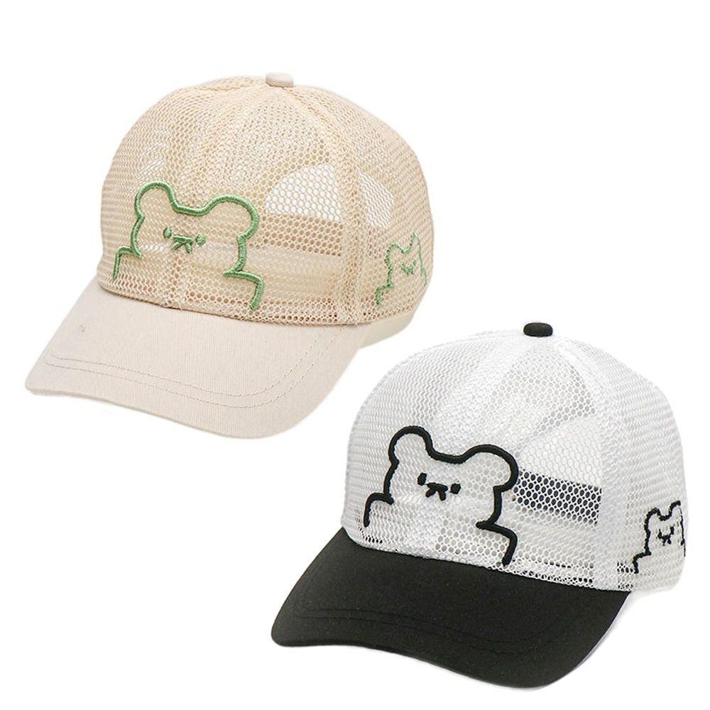 Cartoon Bear Children Baseball Cap Breathable Mesh Baby Beach Hat Panama Cap For 2-5 Years Old