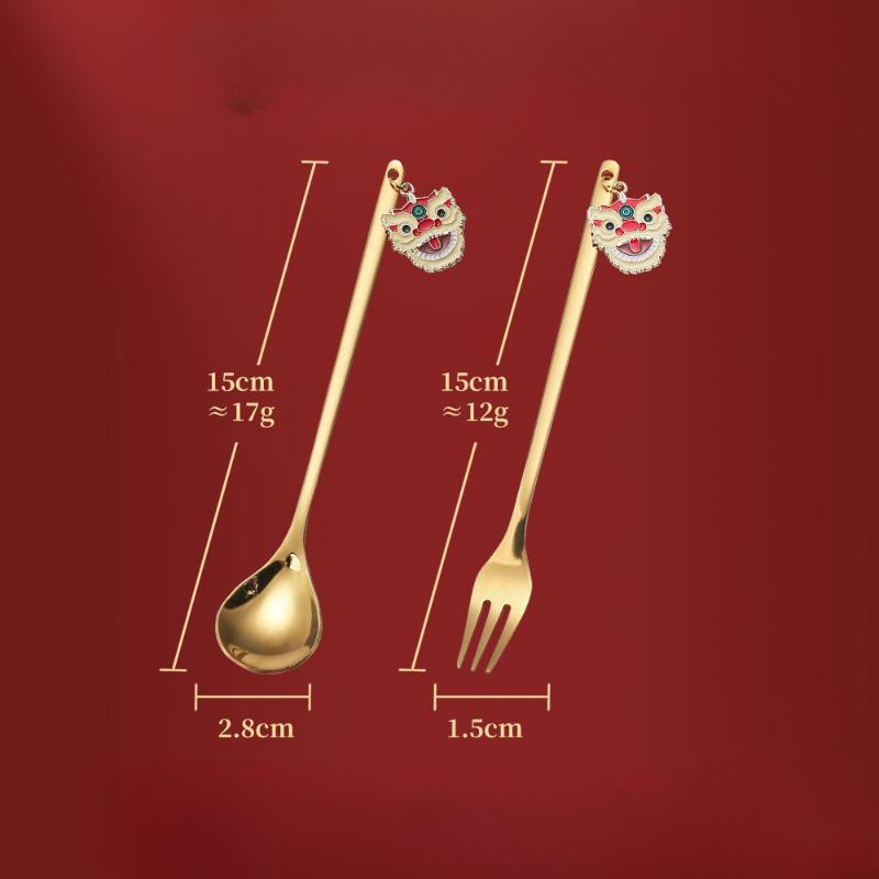 HANYANG Новогодний подарок, ложка, набор столовых приборов, кофейная ложка, фруктовая вилка, небольшой набор ложек