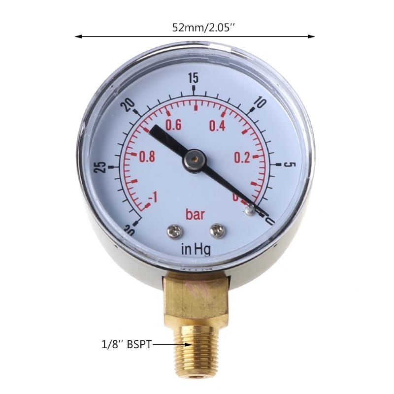 Pressure Gauge 52mm 1/8 BSPT Thread Brass Pressure Meter Air Pressure Gauge Bottom Connection Used for Water Oil Gas